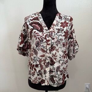 JOIE Boho Bubbled Sleeves Button Down Blouse (A1)